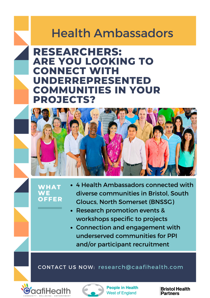 Poster describing health research ambassador programme to researchers