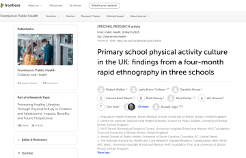 Primary school physical activity culture in the UK findings from a four-month rapid ethnography in three schools - Russ Jago paper