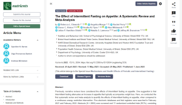 The effects of intermittent fasting on appetite - screenshot of journal paper