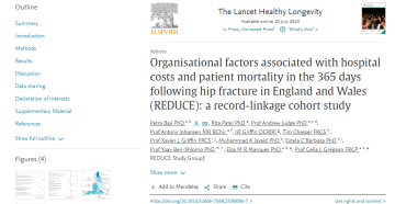 Screenshot of paper about the healthcare costs associated with hip fractures