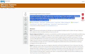 Screenshot of paper about FLASH glucose monitoring in children and young people by Rebecca Kandiyali