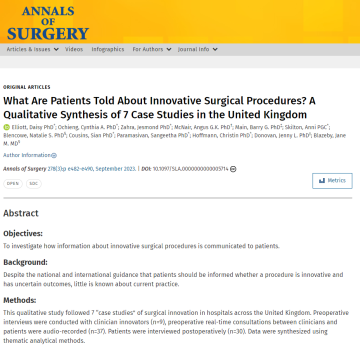 Screenshot of paper about innovative surgical procedures and what patients are told about them
