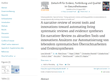 Screenshot of Julian Higgins paper on automation in living systematic reviews