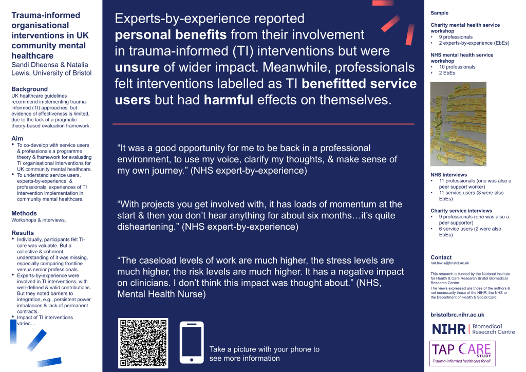 Research poster with initial findings from study