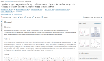 Hypobaric type oxygenators during cardiopulmonary bypass for cardiac surgery to reduce gaseous microemboli A randomized controlled trial - Ben Gibbison paper
