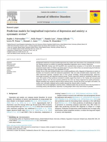 Screenshot of the research paper on predicting depression and anxiety