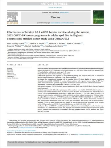 Screenshot of the research paper on the effectiveness of the COVID-19 booster vaccine