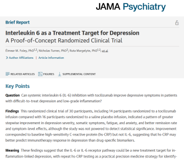 Interleukin 6 as a Treatment Target for Depression - Eimear Foley paper