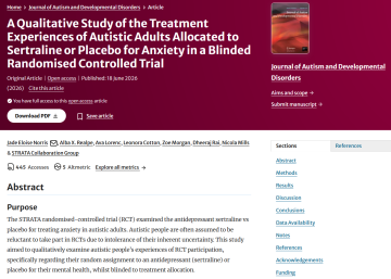 A Qualitative Study of the Treatment Experiences of Autistic Adults Allocated to Sertraline or Placebo for Anxiety in a Blinded Randomised Controlled Trial - Alba Realpe paper