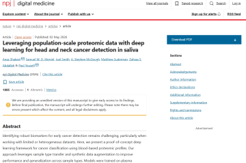 Leveraging population-scale proteomic data with deep learning for head and neck cancer detection in saliva - Paul Yousefi paperLeveraging population-scale proteomic data with deep learning for head and neck cancer detection in saliva - Paul Yousefi paper