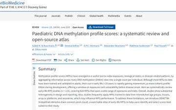 Paediatric DNA methylation profile scores a systematic review and open-source atlas - Matt Suderman paper