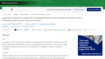 Supporting recruitment into complex trials An embedded qualitative process evaluation in the RADICAL trial of radiofrequency denervation for chronic low back pain - Andrew Moore paper