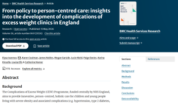 From policy to person-centred care insights into the development of complications of excess weight clinics in England - Karen Coulman paper