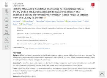 Healthy Madrasas - Elin Cawley paper