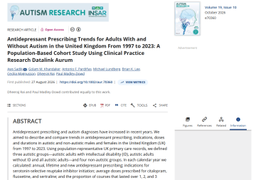 Antidepressant Prescribing Trends for Adults With and Without Autism in the United Kingdom From 1997 to 2023: A Population-Based Cohort Study Using Clinical Practice Research Datalink Aurum - Aws Sadik paper