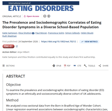 The Prevalence and Sociodemographic Correlates of Eating Disorder Symptoms in a Diverse School-Based Population - Eliza Shotton paper